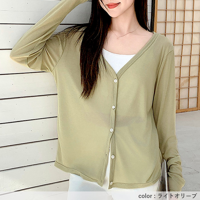 1076円 クーポンで！ カーディガン レディース 長袖 春 夏 秋 冬 白 黒 薄手 シアー 紫外線 UVカット 軽量 かわいい きれいめ 上着 [郵1.5]^v187^爆買 | uricca | 25