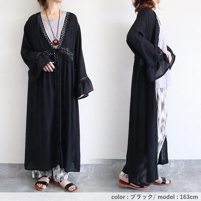 トップス レディース カーディガン 長袖 春 夏 白 黒 おしゃれ かわいい 30代 40代 50代 ガウン風 UVカット [郵3]^v189^ | uricca | 13