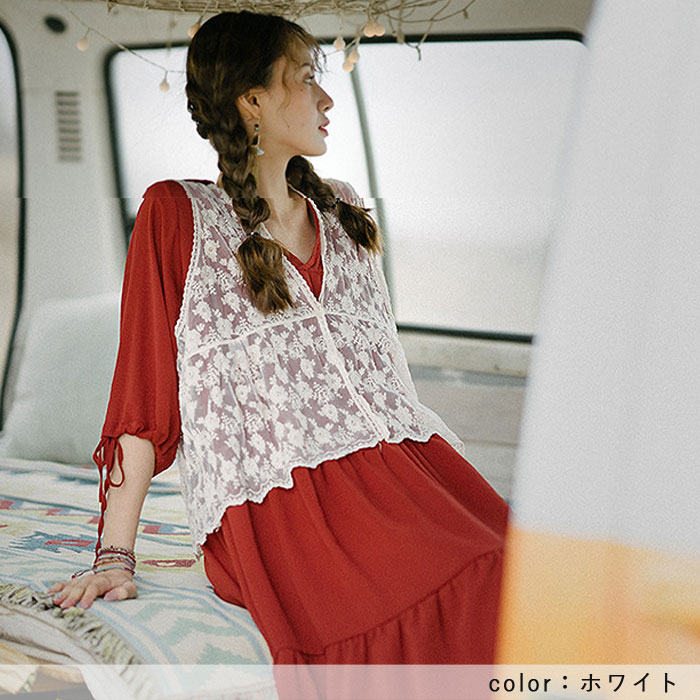 uricca（ウリッカ） ベスト トップス レディース レース ジレ 春 夏 秋