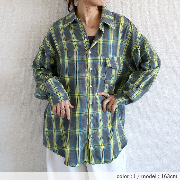 ブラウス シャツ トップス レディース ネルシャツ 長袖 秋 冬 白 黒 チェック 柄 おしゃれ 重ね着 レイヤード [郵2]^v191^バナー | uricca | 31