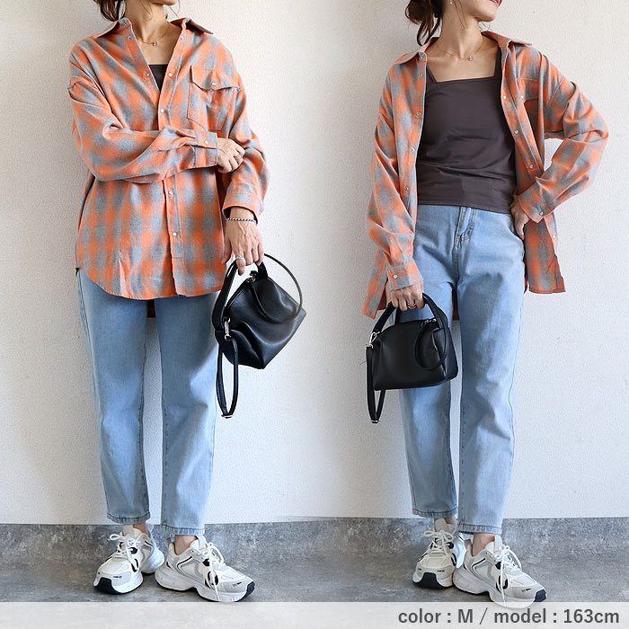 ブラウス シャツ トップス レディース ネルシャツ 長袖 秋 冬 白 黒 チェック 柄 おしゃれ 重ね着 レイヤード [郵2]^v191^バナー | uricca | 34