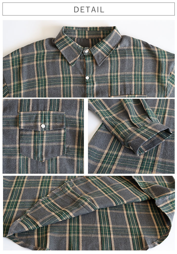 ブラウス シャツ トップス レディース ネルシャツ 長袖 秋 冬 白 黒 チェック 柄 おしゃれ 重ね着 レイヤード [郵2]^v191^バナー | uricca | 23