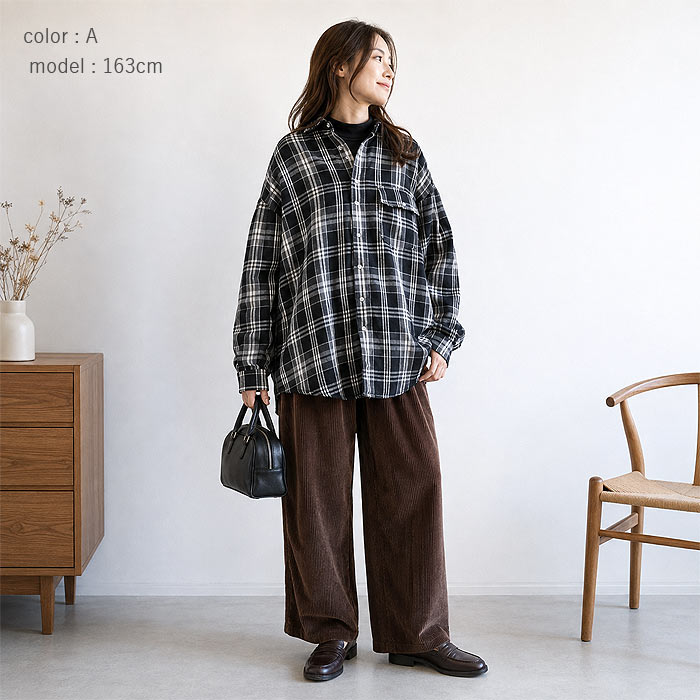 2232円 クーポンで！ チェック 柄 ネルシャツ シャツ トップス レディース ブラウス 長袖 秋 冬 白 黒 おしゃれ 重ね着 レイヤード 韓国 カジュアル ^v191^ | uricca | 23