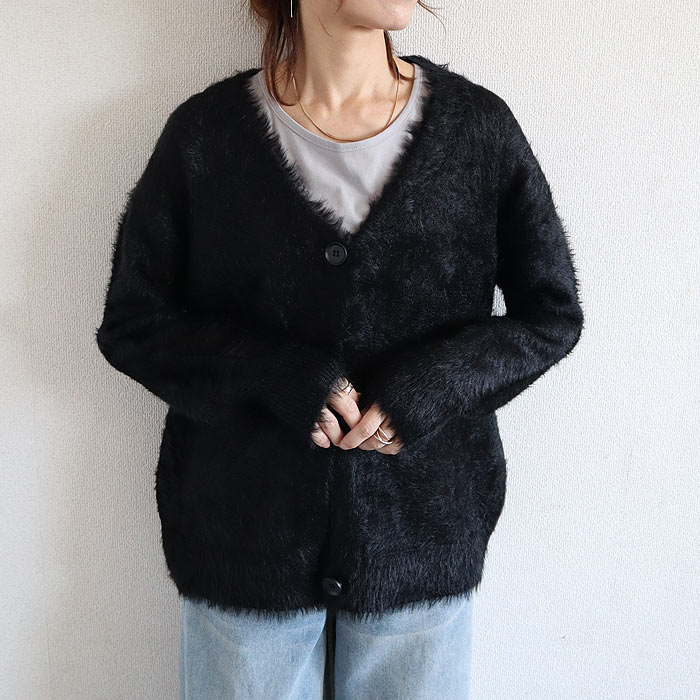 1996円 クーポンで！ トップス レディース フェザーカーディガン カーデ 秋 冬 白 黒 おしゃれ 長袖 無地 ふわふわ 柔らかい 軽量 保温 極暖 [郵3]^v193^ | uricca | 01