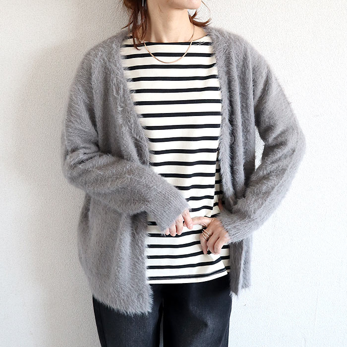 1996円 クーポンで！ トップス レディース フェザーカーディガン カーデ 秋 冬 白 黒 おしゃれ 長袖 無地 ふわふわ 柔らかい 軽量 保温 極暖 [郵3]^v193^ | uricca | 02