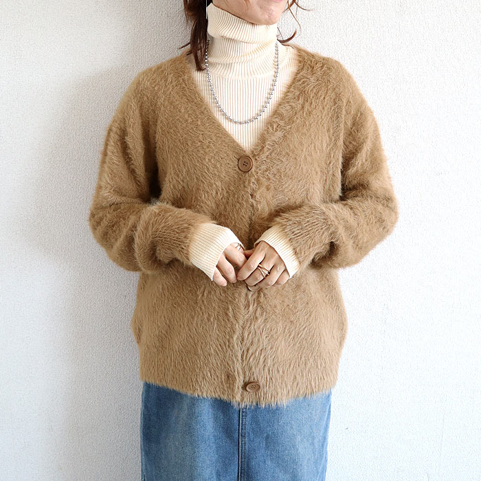 1996円 クーポンで！ トップス レディース フェザーカーディガン カーデ 秋 冬 白 黒 おしゃれ 長袖 無地 ふわふわ 柔らかい 軽量 保温 極暖 [郵3]^v193^ | uricca | 03