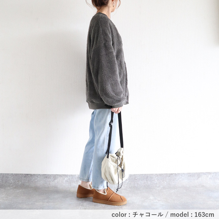 2995円 クーポンで！ アウター レディース ボアカーディガン 秋 冬 白 黒 おしゃれ 長袖 もこもこ 極暖 暖か ぽわん袖 体型カバー 羽織り[郵3]^v194^ | uricca | 20