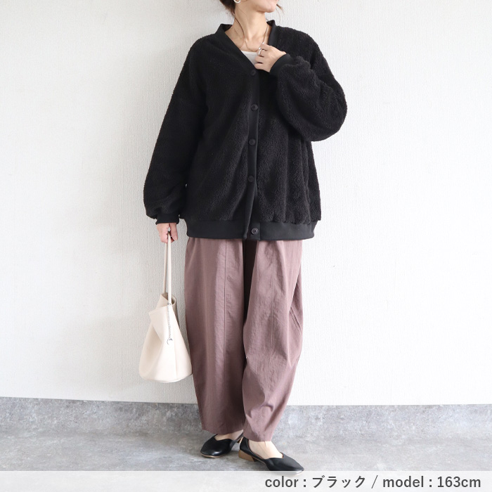 2995円 クーポンで！ アウター レディース ボアカーディガン 秋 冬 白 黒 おしゃれ 長袖 もこもこ 極暖 暖か ぽわん袖 体型カバー 羽織り[郵3]^v194^ | uricca | 22