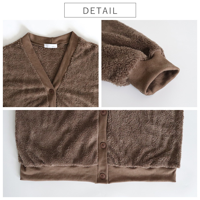 2995円 クーポンで！ アウター レディース ボアカーディガン 秋 冬 白 黒 おしゃれ 長袖 もこもこ 極暖 暖か ぽわん袖 体型カバー 羽織り[郵3]^v194^ | uricca | 09