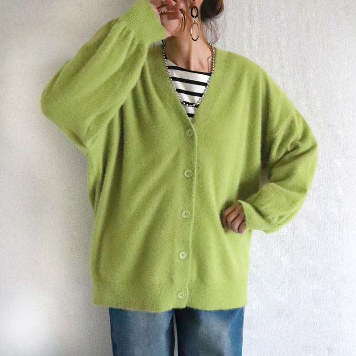 3591円 クーポンで！ アウター レディース ニットカーディガン 秋 冬 白 黒 おしゃれ 長袖 シャギー 極暖 暖か ぽわん袖 体型カバー 羽織り^v195^ | uricca | 06