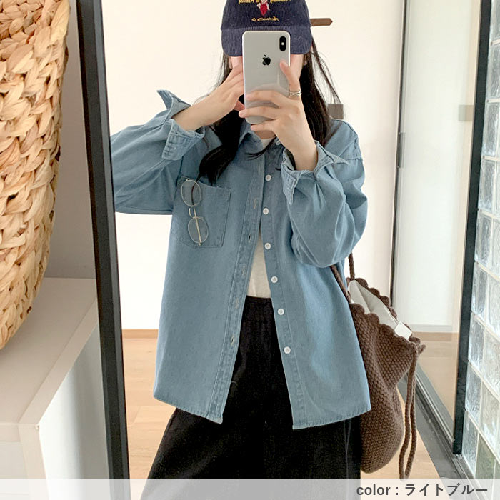 デニムシャツ レディース シャツ トップス 2WAY 長袖 春 秋 おしゃれ かわいい 羽織り [郵3]^v197^ | uricca | 10