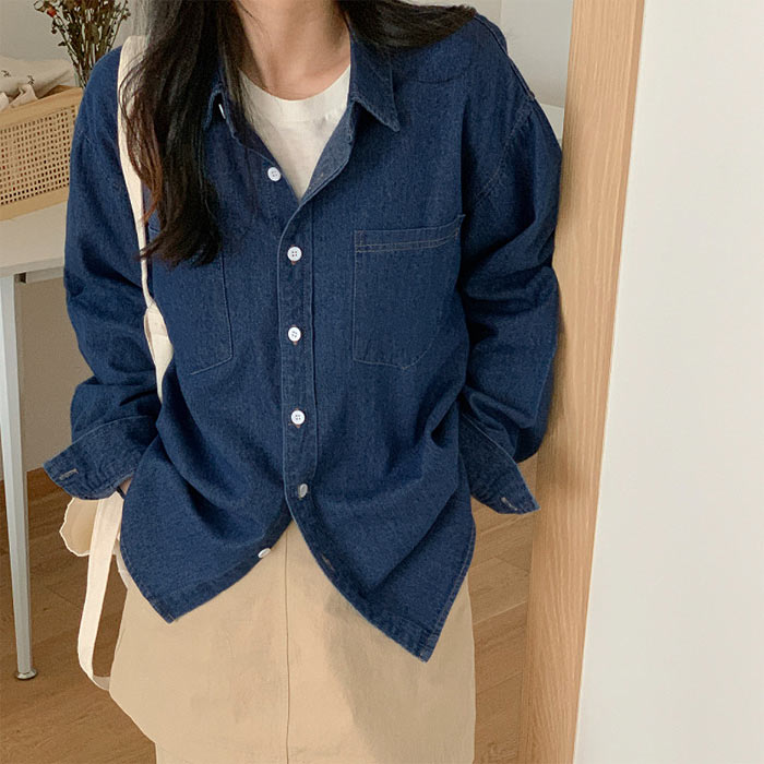 デニムシャツ レディース シャツ トップス 2WAY 長袖 春 秋 おしゃれ かわいい 羽織り [郵3]^v197^ | uricca | 02