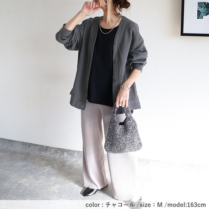 カーディガン レディース カーデ アウター ダブルガーゼ 綿100％ オーバーサイズ トップス 前ボタン 春 夏 秋 上着 羽織 [郵3]^v198^爆買 | uricca | 18