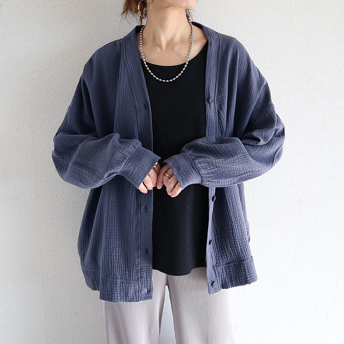 カーディガン レディース カーデ アウター ダブルガーゼ 綿100％ オーバーサイズ トップス 前ボタン 春 夏 秋 上着 羽織 ^v198^ | uricca | 04