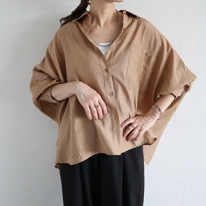 シアー シャツ 夏 レディース 【2653円 クーポンで】 カットソー トップス ドルマン 透け感 長袖 涼しい 体系カバー 白 黒 春 おしゃれ ^v199^ | uricca | 04