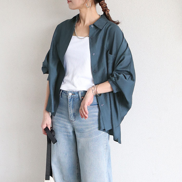 シアー シャツ 夏 レディース 【2653円 クーポンで】 カットソー トップス ドルマン 透け感 長袖 涼しい 体系カバー 白 黒 春 おしゃれ ^v199^ | uricca | 03