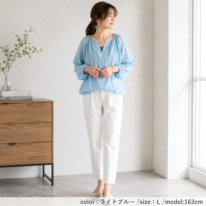 1743円 クーポンで！ アウター トップス レディース シャツ ブラウス 春 夏 白 黒 おしゃれ 長袖 無地 綿100％ 軽量 薄手 羽織 ^v204^ | uricca | 33