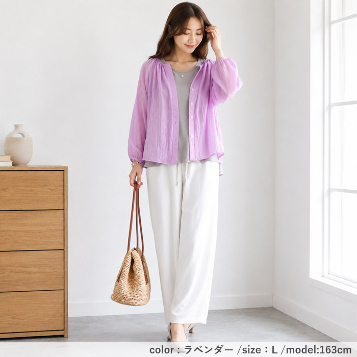 1743円 クーポンで！ アウター トップス レディース シャツ ブラウス 春 夏 白 黒 おしゃれ 長袖 無地 綿100％ 軽量 薄手 羽織 ^v204^ | uricca | 34