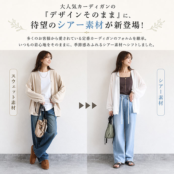 2303円 クーポンで！ カーディガン レディース 夏 UV対策 長袖 Vネック 薄手 カーデ アウター シアー オーバーサイズ トップス 冷房対策 羽織 [郵1]^v205^ | uricca | 09