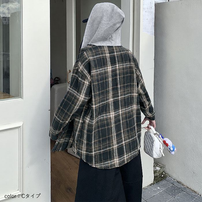 ネルシャツ チェックシャツ レディース 秋 冬 チェック柄 フード付き 長袖 トップス ライトアウター 羽織 ゆったり 体型カバー 韓国 カジュアル^v210^ | uricca | 15