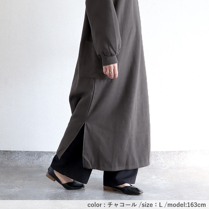 裏起毛 ワンピース ロング トレーナー スウェット レディース 長袖 秋 冬 黒 おしゃれ かわいい 30代 40代 50代 極暖 ^w642^ | uricca | 19