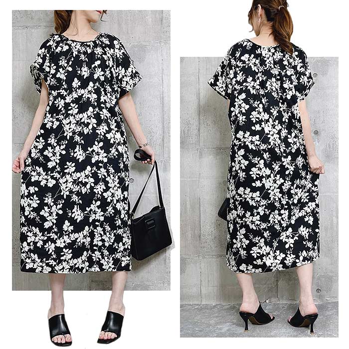 ワンピース レディース 春 夏 おしゃれ 小花柄 花柄 総柄 ギャザー フレア きれいめ 上品 かわいい [郵1.5]^w660^爆買 | uricca | 12