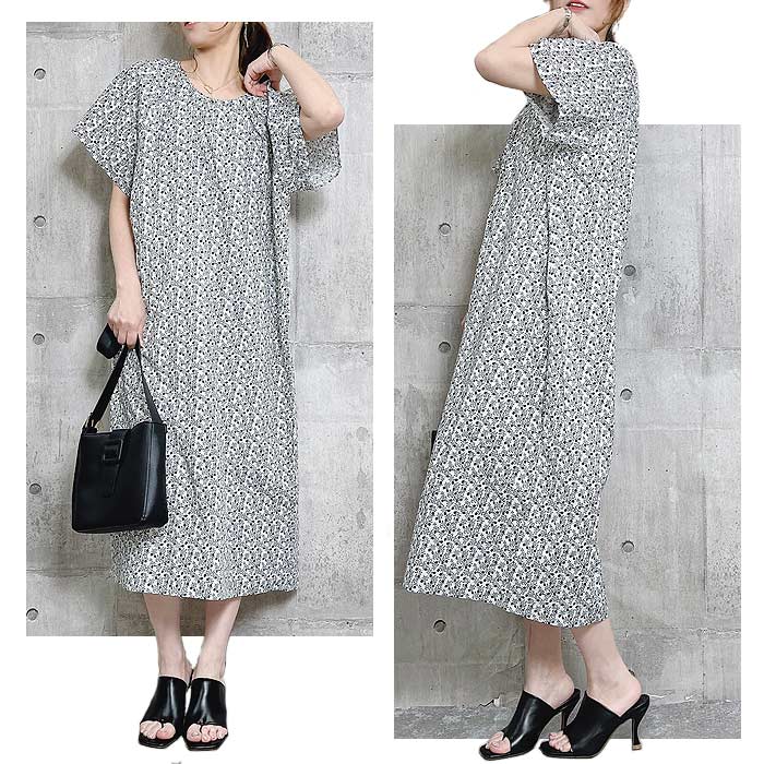 ワンピース レディース 春 夏 おしゃれ 小花柄 花柄 総柄 ギャザー フレア きれいめ 上品 かわいい [郵1.5]^w660^爆買 | uricca | 15