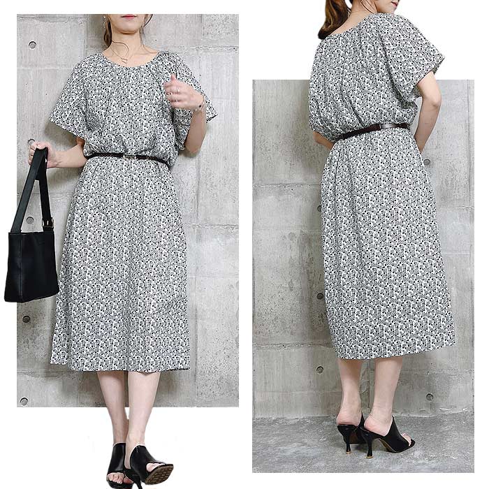 ワンピース レディース 春 夏 おしゃれ 小花柄 花柄 総柄 ギャザー フレア きれいめ 上品 かわいい [郵1.5]^w660^爆買 | uricca | 16