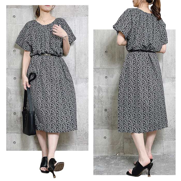 ワンピース レディース 春 夏 おしゃれ 小花柄 花柄 総柄 ギャザー フレア きれいめ 上品 かわいい [郵1.5]^w660^爆買 | uricca | 19