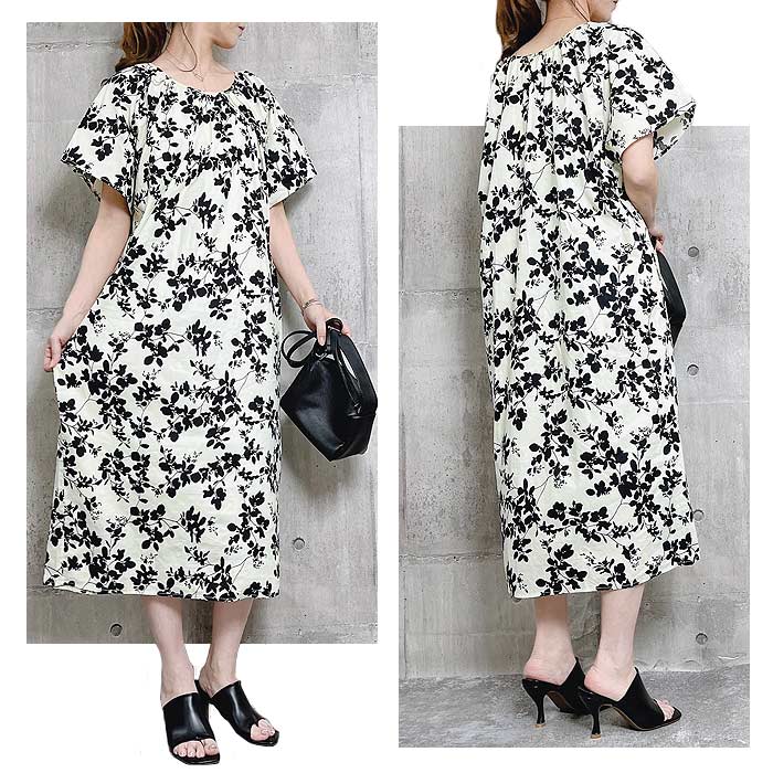 ワンピース レディース 春 夏 おしゃれ 小花柄 花柄 総柄 ギャザー フレア きれいめ 上品 かわいい [郵1.5]^w660^爆買 | uricca | 09