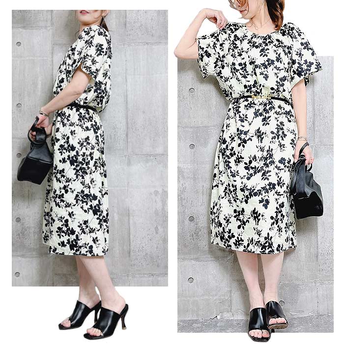 ワンピース レディース 春 夏 おしゃれ 小花柄 花柄 総柄 ギャザー フレア きれいめ 上品 かわいい [郵1.5]^w660^爆買 | uricca | 10