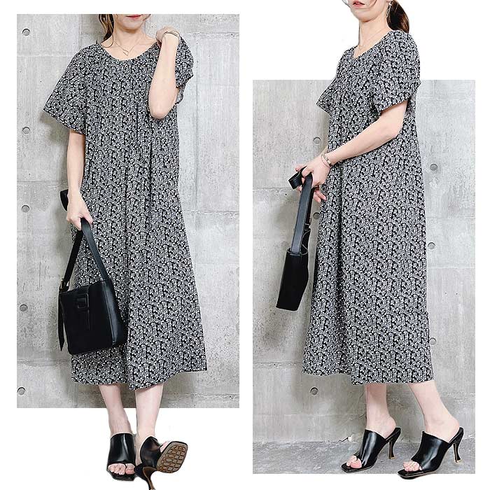 1836円 クーポンで！ ワンピース レディース 春 夏 おしゃれ 小花柄 花柄 総柄 ギャザー フレア きれいめ 上品 かわいい [郵1.5]^w660^ | uricca | 04