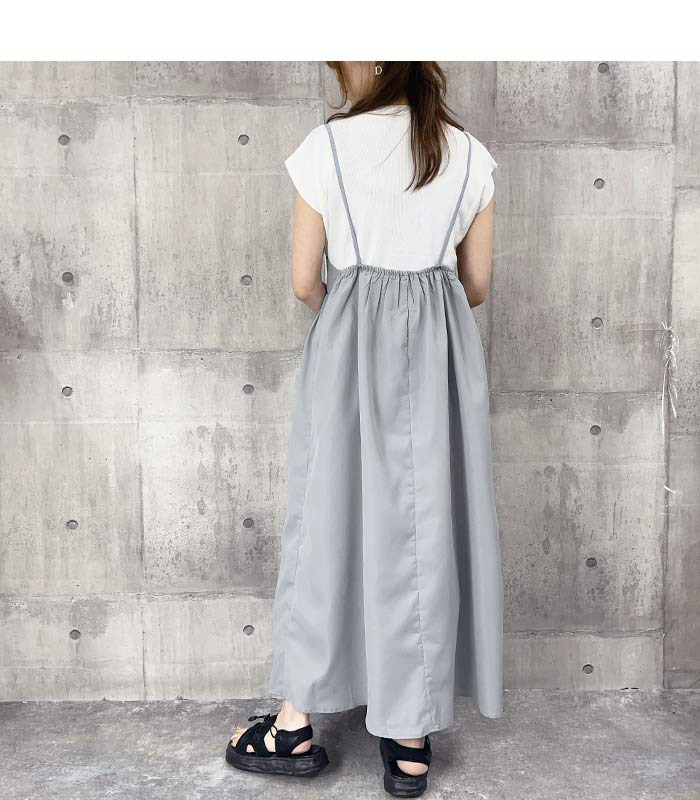 ワンピース ワンピ レディース キャミワンピース 春 夏 ノースリーブ ロング マキシ丈 体型カバー 黒 [郵3]^w698^ | uricca | 12