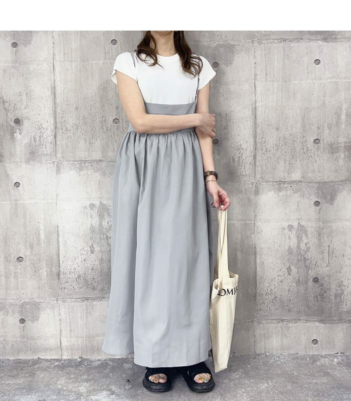 ワンピース ワンピ レディース キャミワンピース 春 夏 ノースリーブ ロング マキシ丈 体型カバー 黒 [郵3]^w698^ | uricca | 13