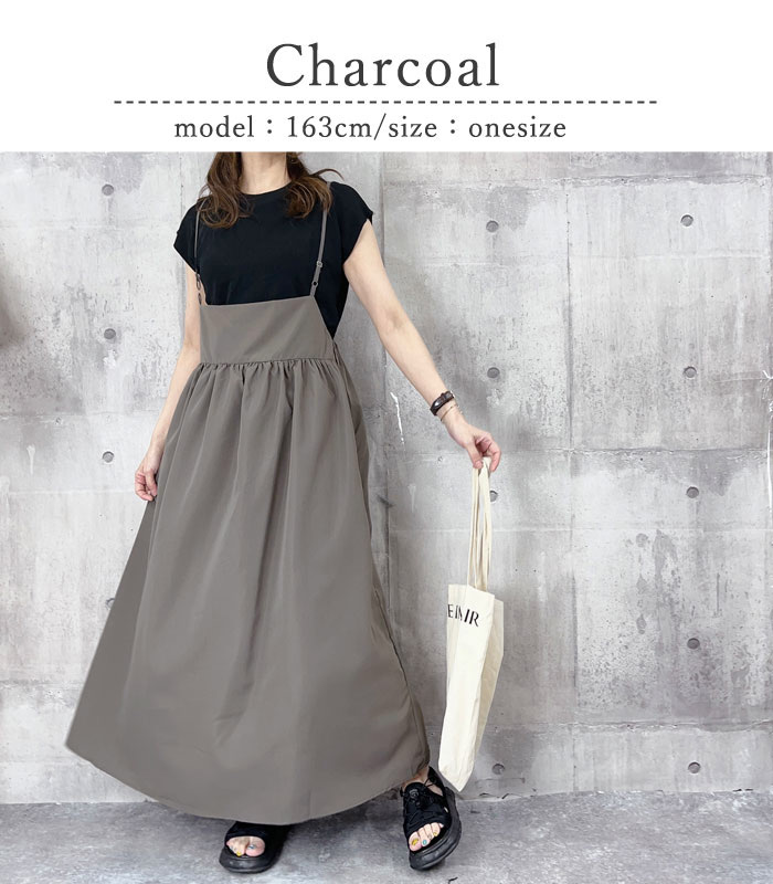 ワンピース ワンピ レディース キャミワンピース 春 夏 ノースリーブ ロング マキシ丈 体型カバー 黒 [郵3]^w698^ | uricca | 14