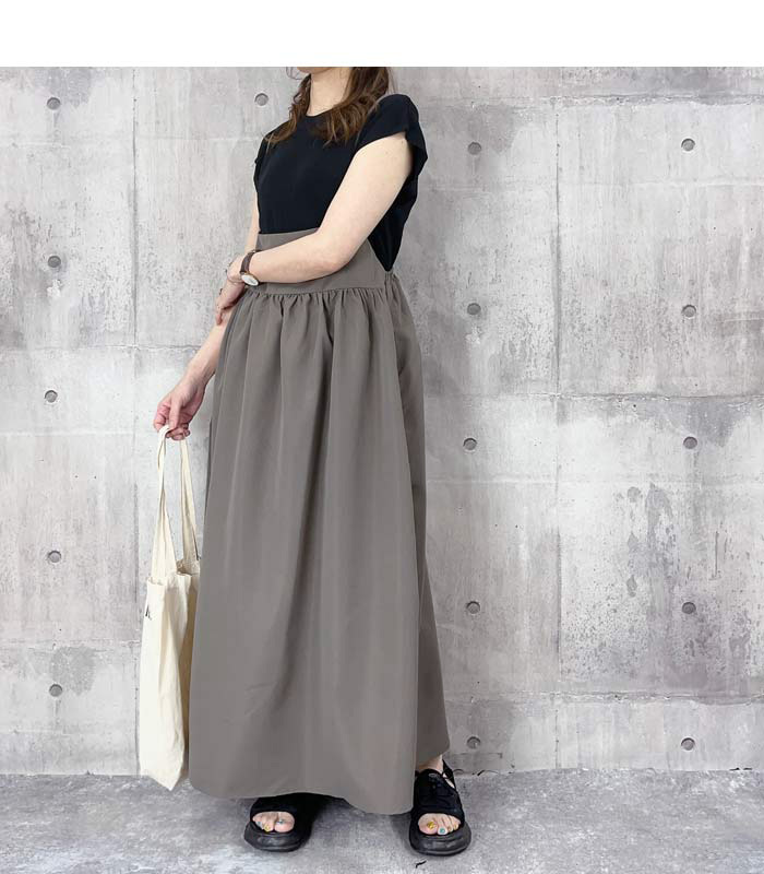 ワンピース ワンピ レディース キャミワンピース 春 夏 ノースリーブ ロング マキシ丈 体型カバー 黒 [郵3]^w698^ | uricca | 15