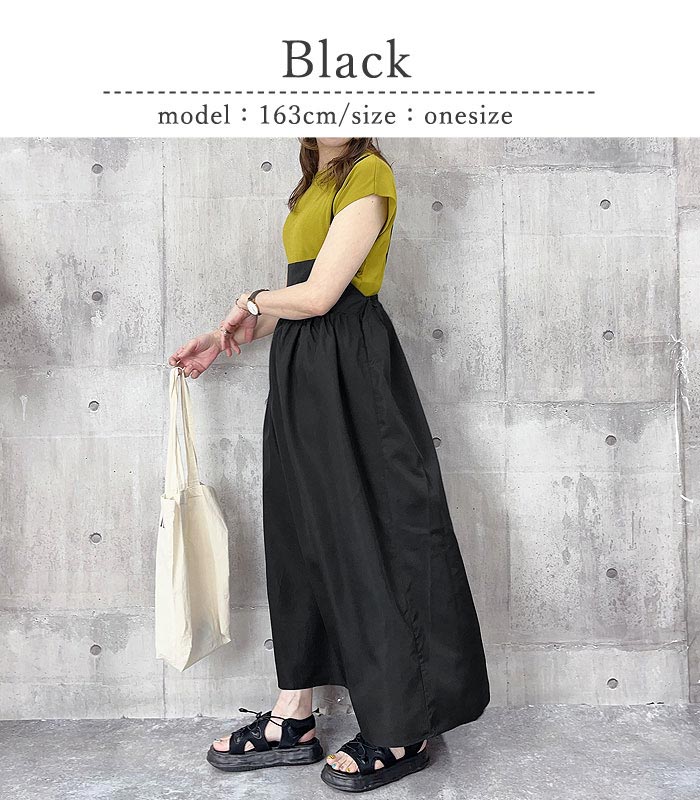 ワンピース ワンピ レディース キャミワンピース 春 夏 ノースリーブ ロング マキシ丈 体型カバー 黒 [郵3]^w698^ | uricca | 05