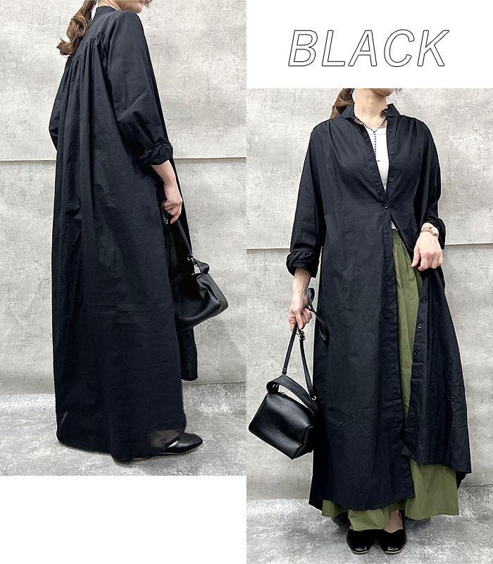 2476円 クーポンで！ ワンピース ブラウス シャツ レディース 長袖 春 秋 冬 黒 白  おしゃれ かわいい 30代 40代 50代 きれいめ ロング [郵3]^w703^ | uricca | 07