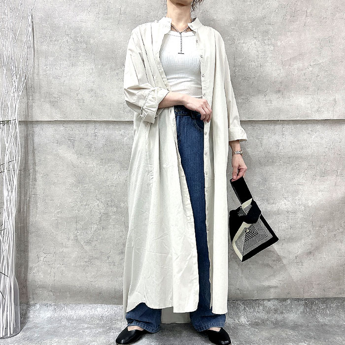 2476円 クーポンで！ ワンピース ブラウス シャツ レディース 長袖 春 秋 冬 黒 白  おしゃれ かわいい 30代 40代 50代 きれいめ ロング [郵3]^w703^ | uricca | 02