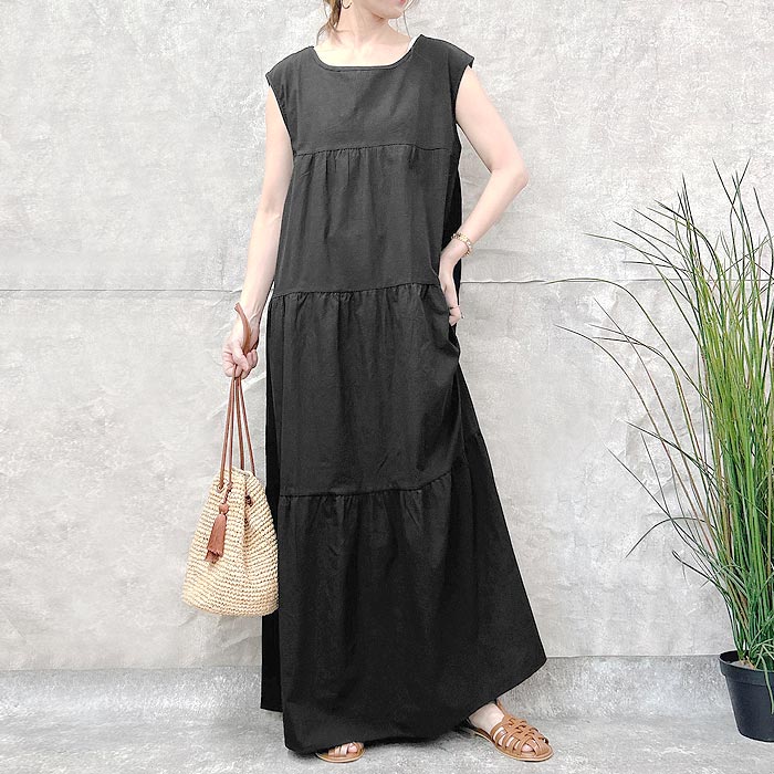 LIMIfew  大襟 ノースリBLACKワンピ  美品 jy8300765_10.jpg