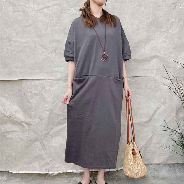 「2691円 特別クーポンで」 ワンピース レディース 半袖 春 夏 黒 おしゃれ きれいめ フレア ロング マキシ ゆったり ルームウェア [郵3]^w710^ | uricca | 02