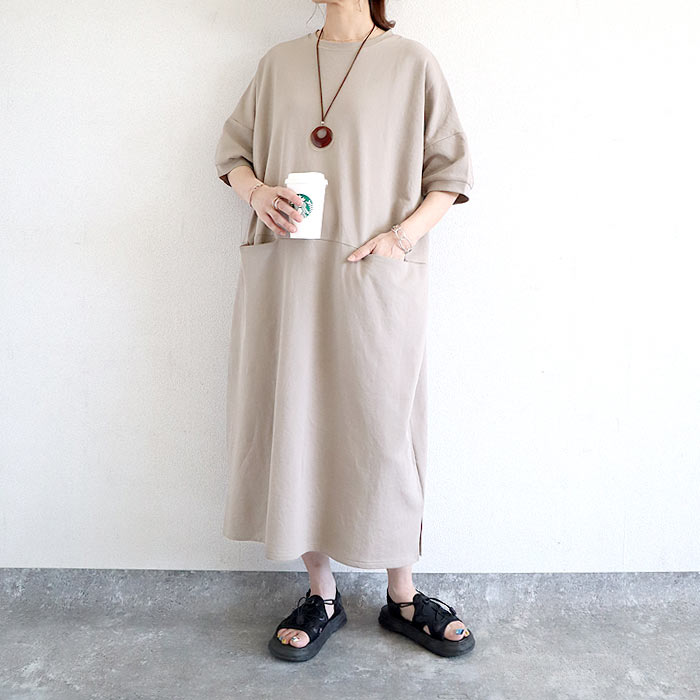 ワンピース レディース 半袖 春 夏 黒 おしゃれ きれいめ フレア ロング マキシ ゆったり ルームウェア [郵3]^w710^ | uricca | 03