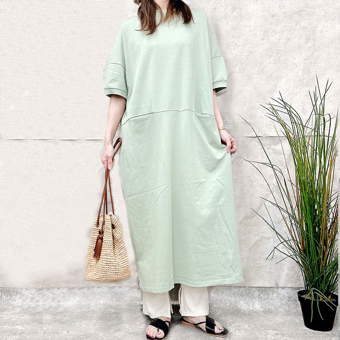 「2691円 特別クーポンで」 ワンピース レディース 半袖 春 夏 黒 おしゃれ きれいめ フレア ロング マキシ ゆったり ルームウェア [郵3]^w710^ | uricca | 06