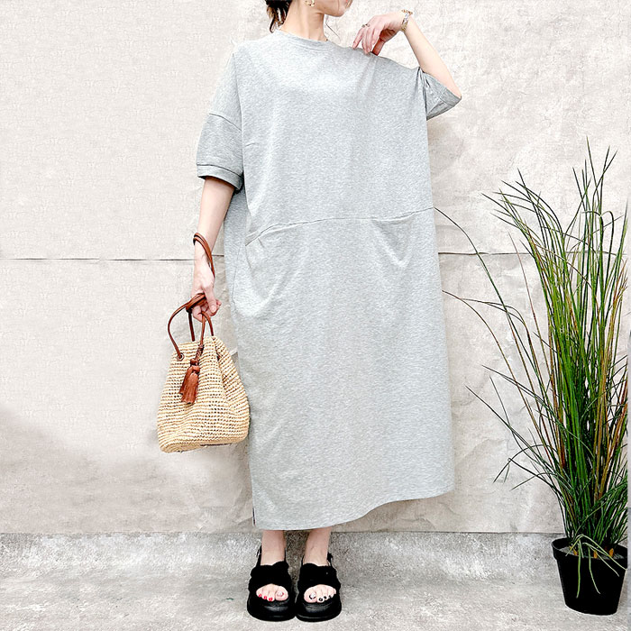 「2691円 特別クーポンで」 ワンピース レディース 半袖 春 夏 黒 おしゃれ きれいめ フレア ロング マキシ ゆったり ルームウェア [郵3]^w710^ | uricca | 03