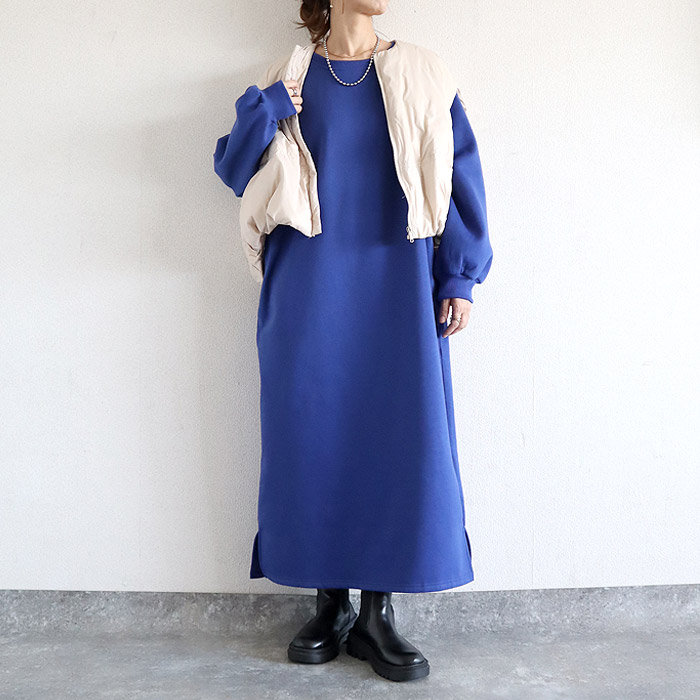 ワンピース レディース スウェット 秋 冬 黒 長袖 無地 マキシ丈 裏起毛 体形カバー ポケット付 選べる丈 極暖 ^w714+sh-423^ | uricca | 06