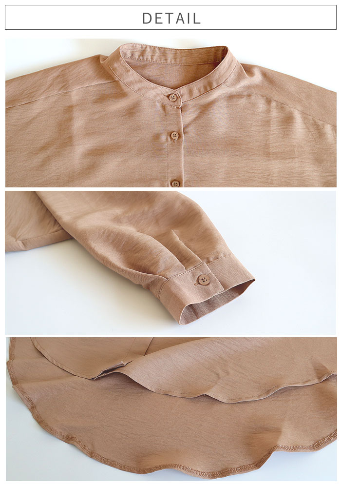 2495円 クーポンで！ ワンピース レディース シャツワンピース 長袖 ロング 春 秋 冬 おしゃれ かわいい 30代 40代 ノーカラー シワ加工 重ね着[郵3]^w726^ | uricca | 07