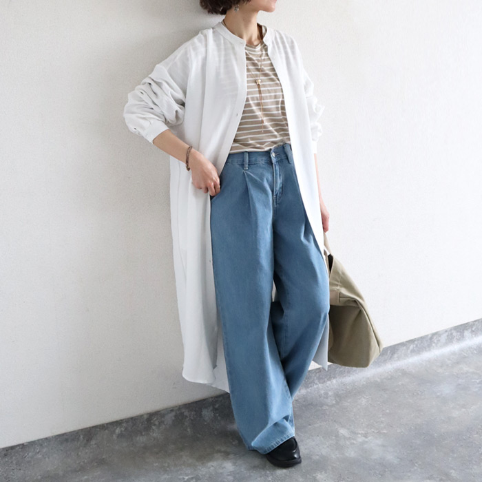 2793円 3点購入クーポンで！ ワンピース レディース シャツワンピース 春 秋 無地 おしゃれ 長袖 ロング丈 ノーカラー シワ加工 重ね着 シンプル[郵3]^w726^ | uricca | 04