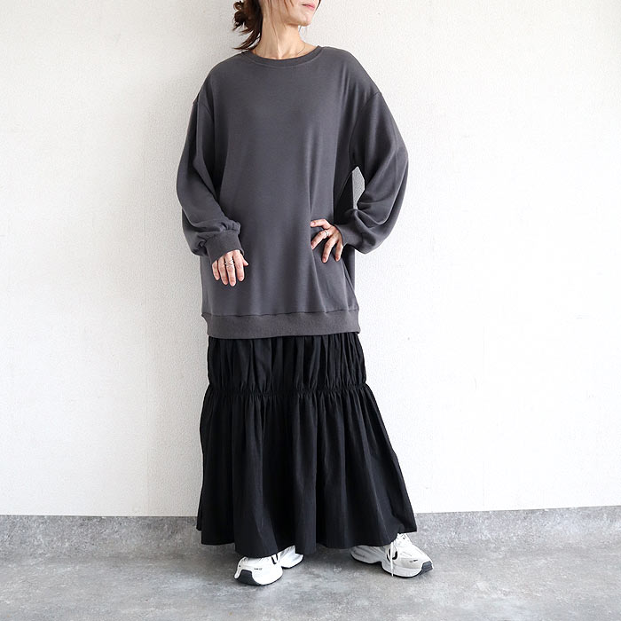 2793円 クーポンで！ ワンピース レディース ドッキングワンピース 秋 冬 黒 おしゃれ 長袖 ぽわん袖 ロング丈 マキシ丈 切替ワンピース[郵3]^w727^ | uricca | 03