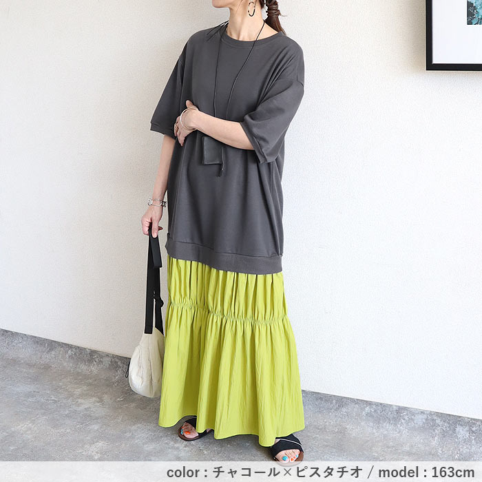 ワンピース レディース ドッキングワンピース 半袖 ロング丈 マキシ丈 切替ワンピース 春 夏 白 黒 おしゃれ ^w727s^ | uricca | 21