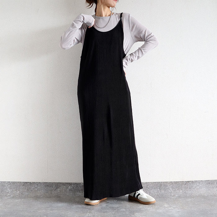 3591円 クーポンで★ プリーツワンピース キャミソールワンピース ロング レディース 春 夏 秋 セルフカット[郵3]^w729^爆買 | uricca | 01